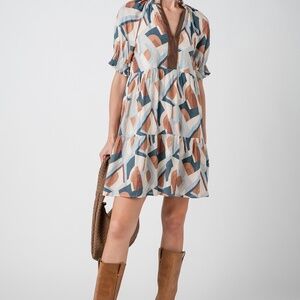 Social Threads THML Leather Detail Splitneck Dress Size MediumMedium / Grey